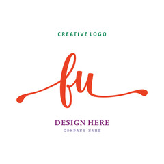 FU lettering logo, simple, elegant, easy to understand and authoritative