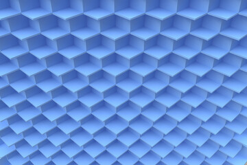 Fototapeta na wymiar Wall of blue cubic elements as texture and background