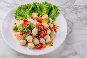 Pork ball spicy salad tasty food