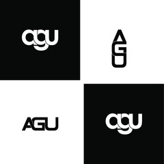 agu letter original monogram logo design