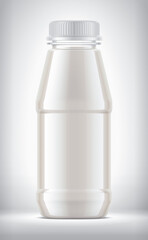 Plastic Bottle on background with Milk. 