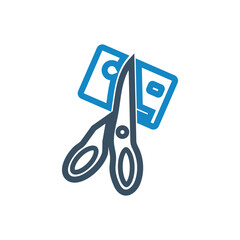 Debt scissors icon (vector illustration)