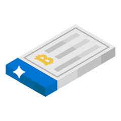 
Modern style icon of bitcoin cheque book vector 
