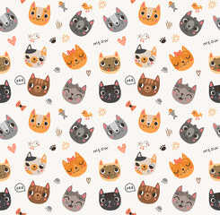 
Seamless pattern with cats