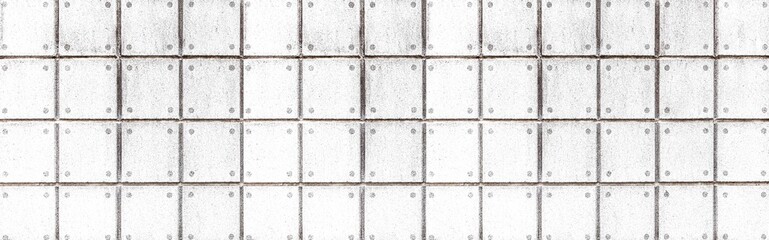Panorama of White stone block wall seamless background and pattern texture