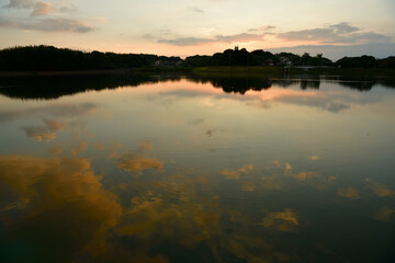 湖畔からの日の出