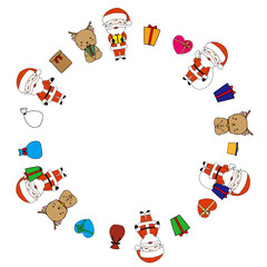 サンタクロースとプレゼントとトナカイのフレーム