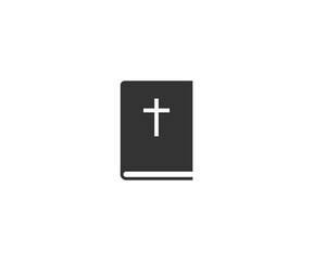 Bible, book, cross icon. Vector illustration, flat design.