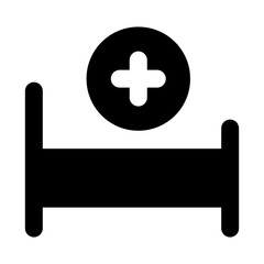 Fototapeta premium Medical bed icon in editable filled style, plus symbol with bed 