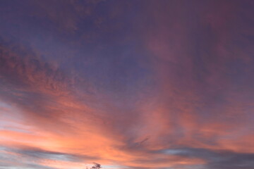 Sky colors orange twilight on the blue background