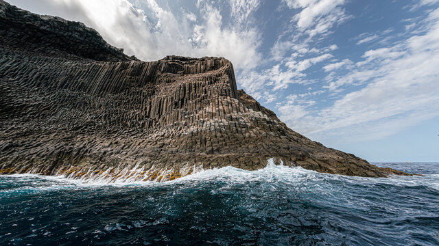 Coastal basalt columns in Gomera Island, Canary Islands, Spain