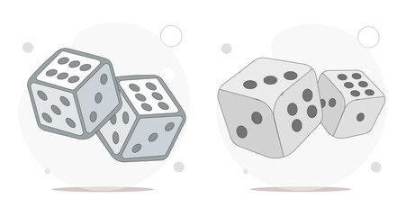 dice cubes vector flat illustration on white background. playing dices