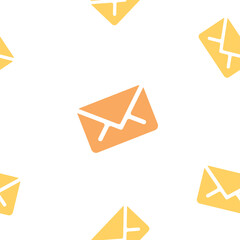 Email message seamless orange pattern on white background mail document letter correspondence