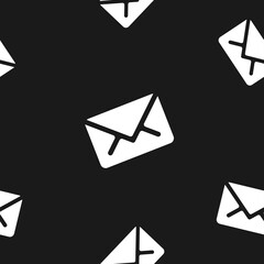 Email message seamless pattern on black background mail document letter correspondence