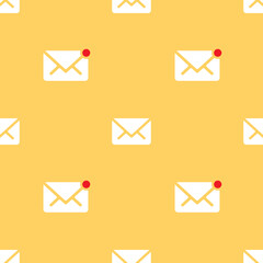 Email new message seamless pattern on orange background mail document message correspondence