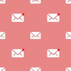 Email new message seamless pattern on red background mail document message correspondence