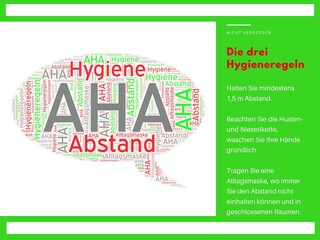 AHA - Vorlage zur Einhaltung der Hygieneregeln: Abstand, Hygiene, Alltagsmaske - gegen die Ausbreitung von Covid-19