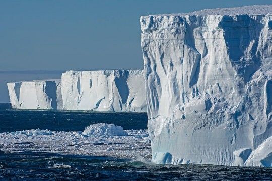 Sailing by Tabular Icebergs off the tip of the Antarctic Peninsula 
