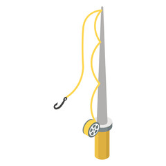 
Outdoor recreational activities, fishing rod icon in isometric style  
