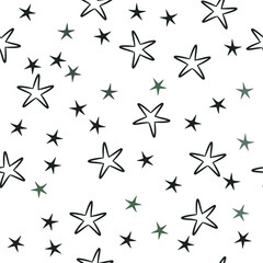 black and white stars vector backgrund seamless pattern