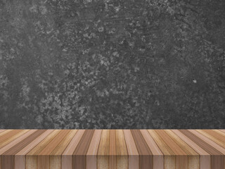 empty top shelves or table wood on concrete wall background For product and some thing