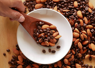 mixed almond and coffee background