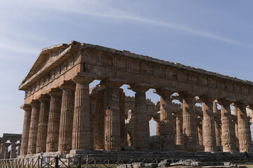 The Temple of Hera II at the archeological site of Paestum, Campania, Italy.
