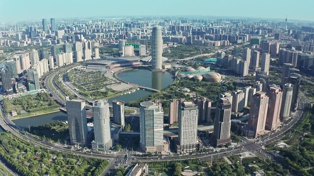 China Zhengzhou CBD aerial photography