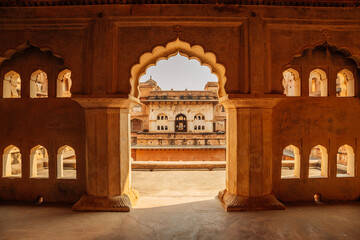 Orchha Fort Raja Mahal ruins in Orchha, India