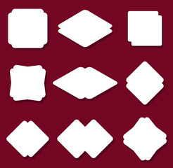 Set of white frames. Vintage labels. Empty banner templates in retro style. Vector illustration.