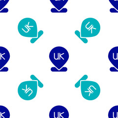 Blue Location England icon isolated seamless pattern on white background. Vector.