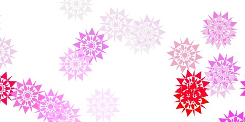 Light red, yellow vector background with christmas snowflakes.