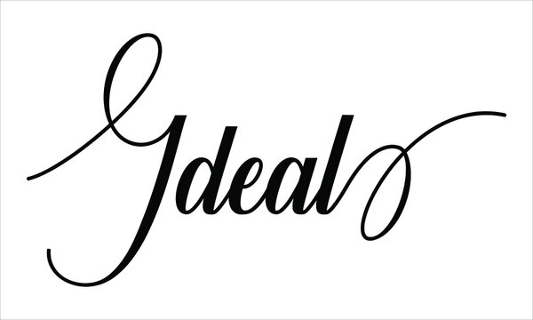 Ideal Script Calligraphy  Black text Cursive Typography words and phrase isolated on the White background 