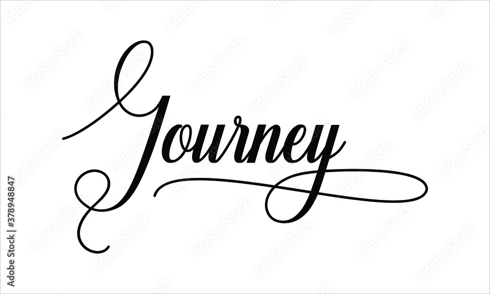 Aufkleber journey script calligraphy black text cursive typography words and phrase isolated on the white back