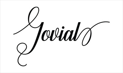 Jovial Script Calligraphy  Black text Cursive Typography words and phrase isolated on the White background 
