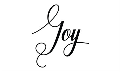 Joy Script Calligraphy  Black text Cursive Typography words and phrase isolated on the White background 