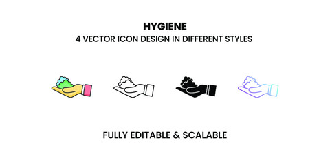 Hygiene vector icon in colored outline, flat, glyph, line and gradient