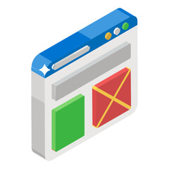 
Icon of web wireframe in isometric style, editable vector 
