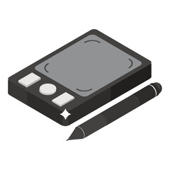 
Pen tablet icon in isometric vector design.

