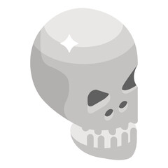Design of human skull, creepy head bone in isometric style 