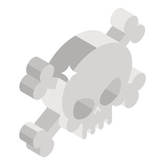 
Isometric icon of crossbones, skull anatomy 
