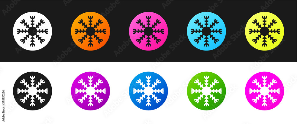 Poster set snowflake icon isolated on black and white background. vector.