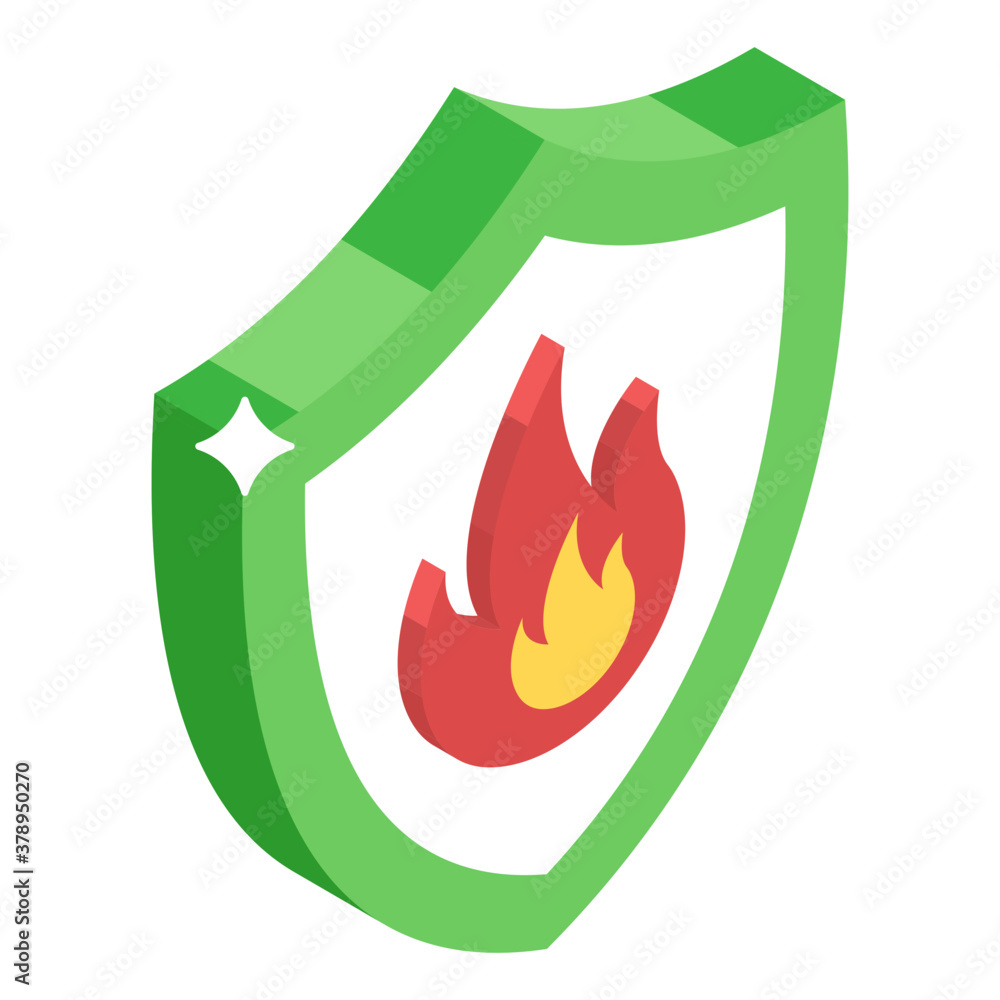Canvas Prints firewall security icon in isometric design.