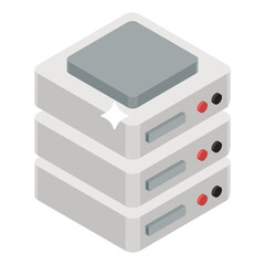 
Server room icon design, isometric vector of data administration,
