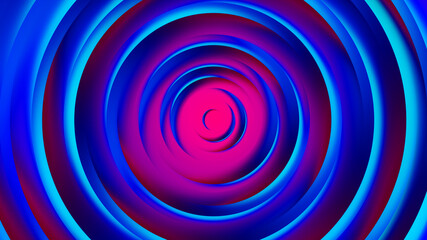 Pink purple neon circles abstract background.3D illustration with paper cut style.
