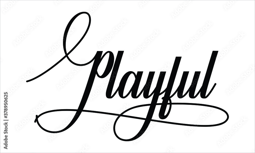 Fototapete playful calligraphy script black text cursive typography words and phrase isolated on the white back