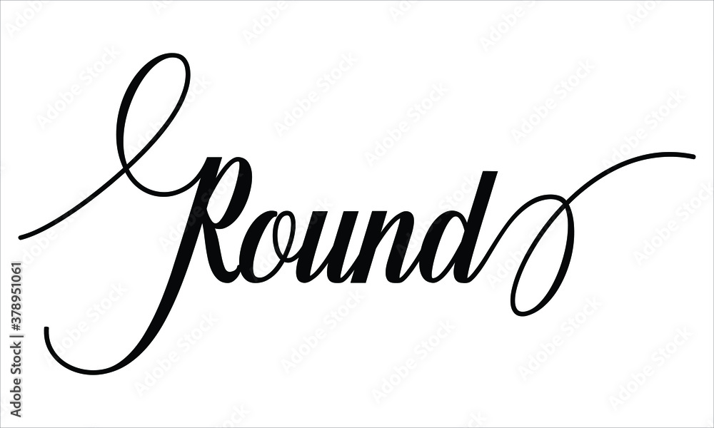 Fototapete round calligraphy script black text cursive typography words and phrase isolated on the white backgr