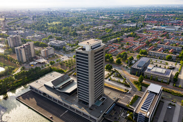 Den Bosch, 8 jun 2020 - The high rise tower skyscraper called provinciehuis in Den Bosch, Brabant, Netherlands.