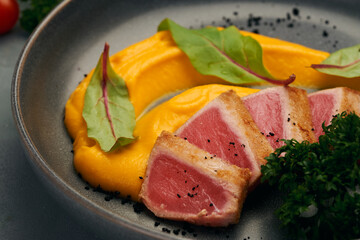 food tuna and pumpkin puree