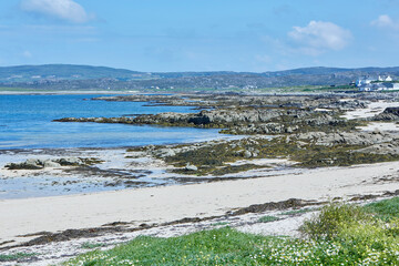 Seascape and landscape on the shoreline of Connemara county on the West coast of Ireland
